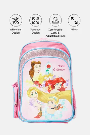 Girls Pink Disney Princess Dare To Dream 18" Backpack