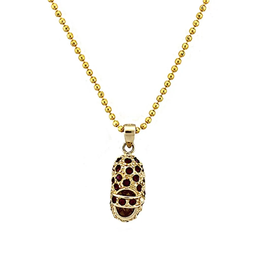Gold 925 Sterling Silver Chain Pendant with AAA Grade CZ in Siam for Women Style LOA1355