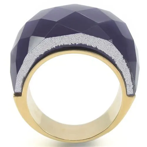Gold Brass Ring with Semi-Precious Cat Eye in Montana for Women Style 0W366