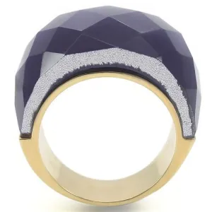 Gold Brass Ring with Semi-Precious Cat Eye in Montana for Women Style 0W366
