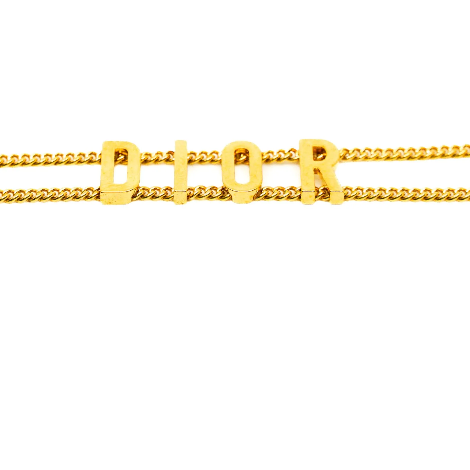 Gold Metal Chain Logo Choker Chain Necklace