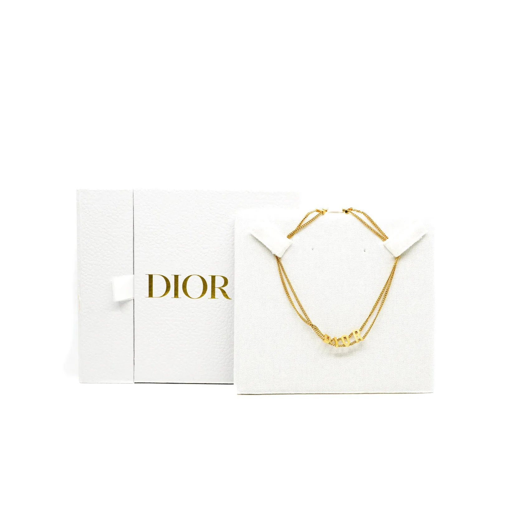 Gold Metal Chain Logo Choker Chain Necklace