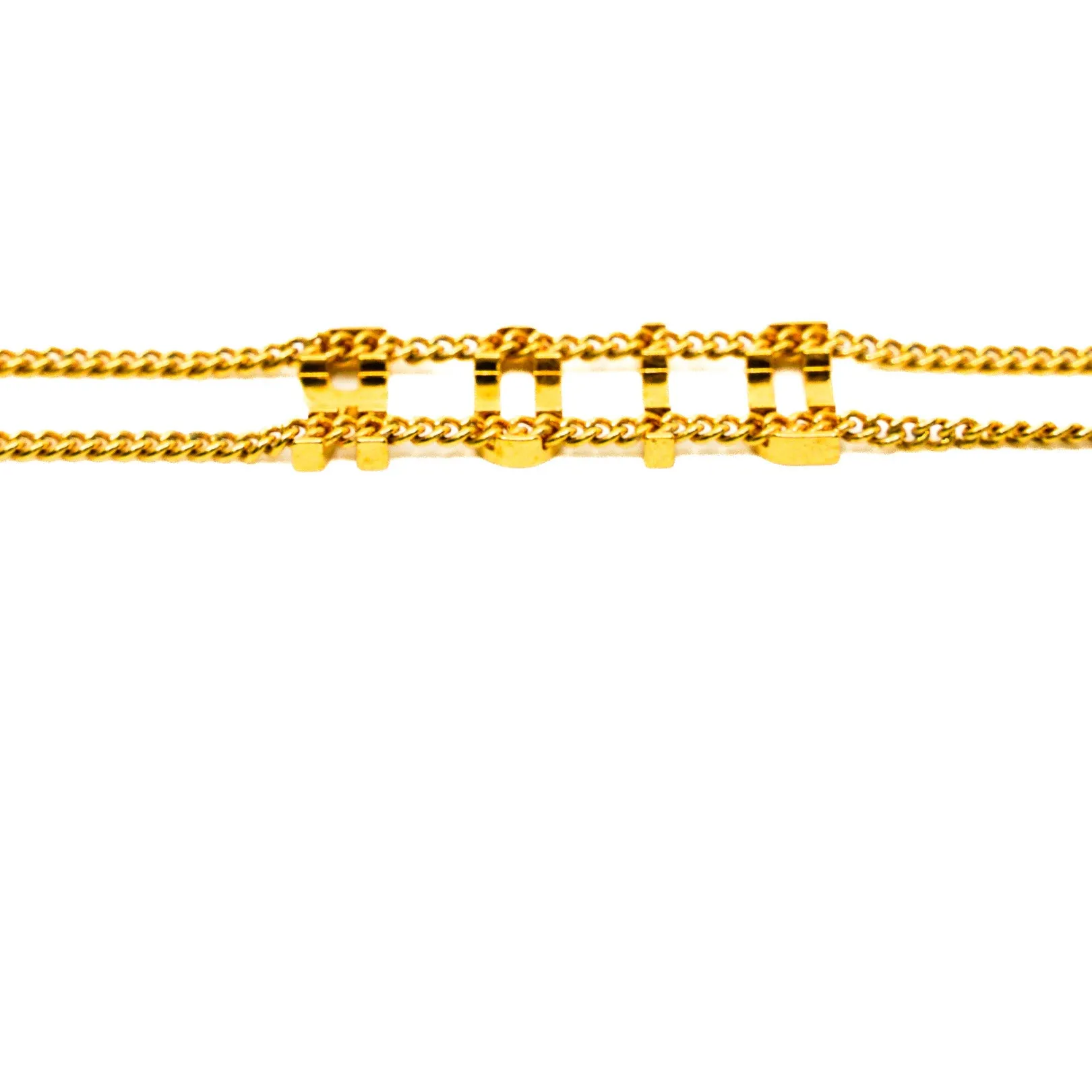 Gold Metal Chain Logo Choker Chain Necklace