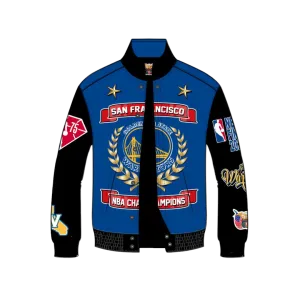 GOLDEN STATE WARRIORS 7TH CHAMPIONSHIP WOOL & LEATHER JACKET