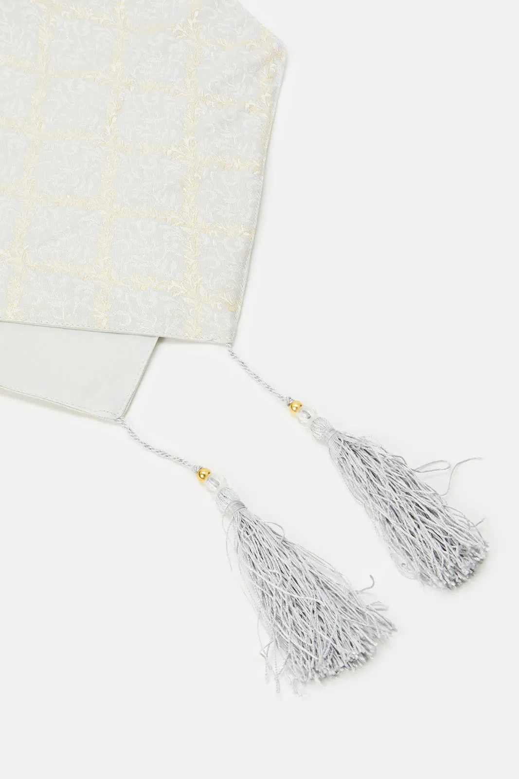 Grey Table Runner With Tassel
