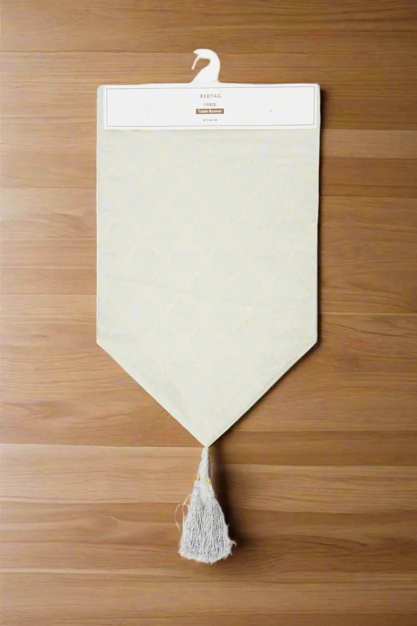 Grey Table Runner With Tassel