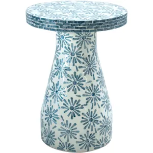 Halio Side Table, Blue Floral