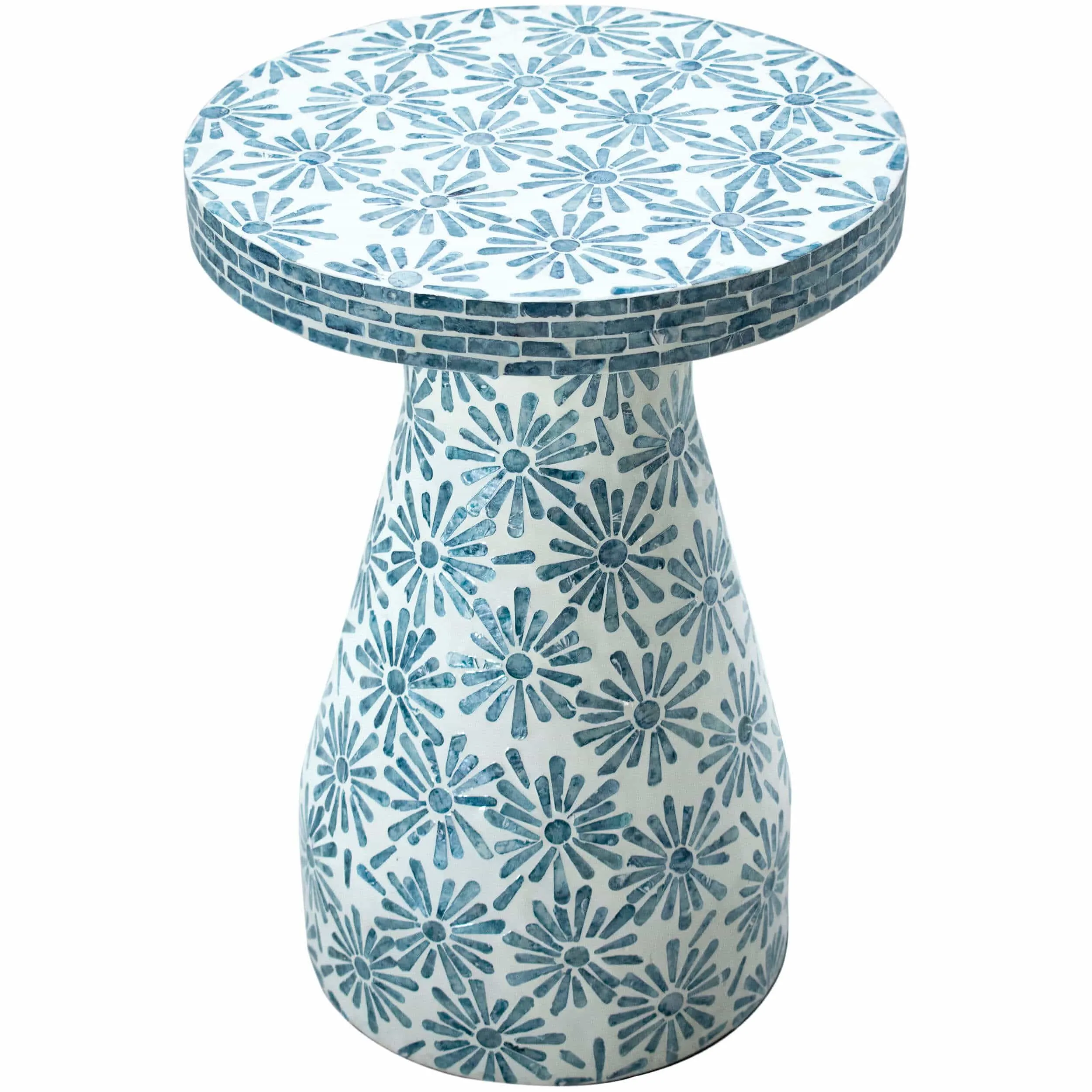 Halio Side Table, Blue Floral