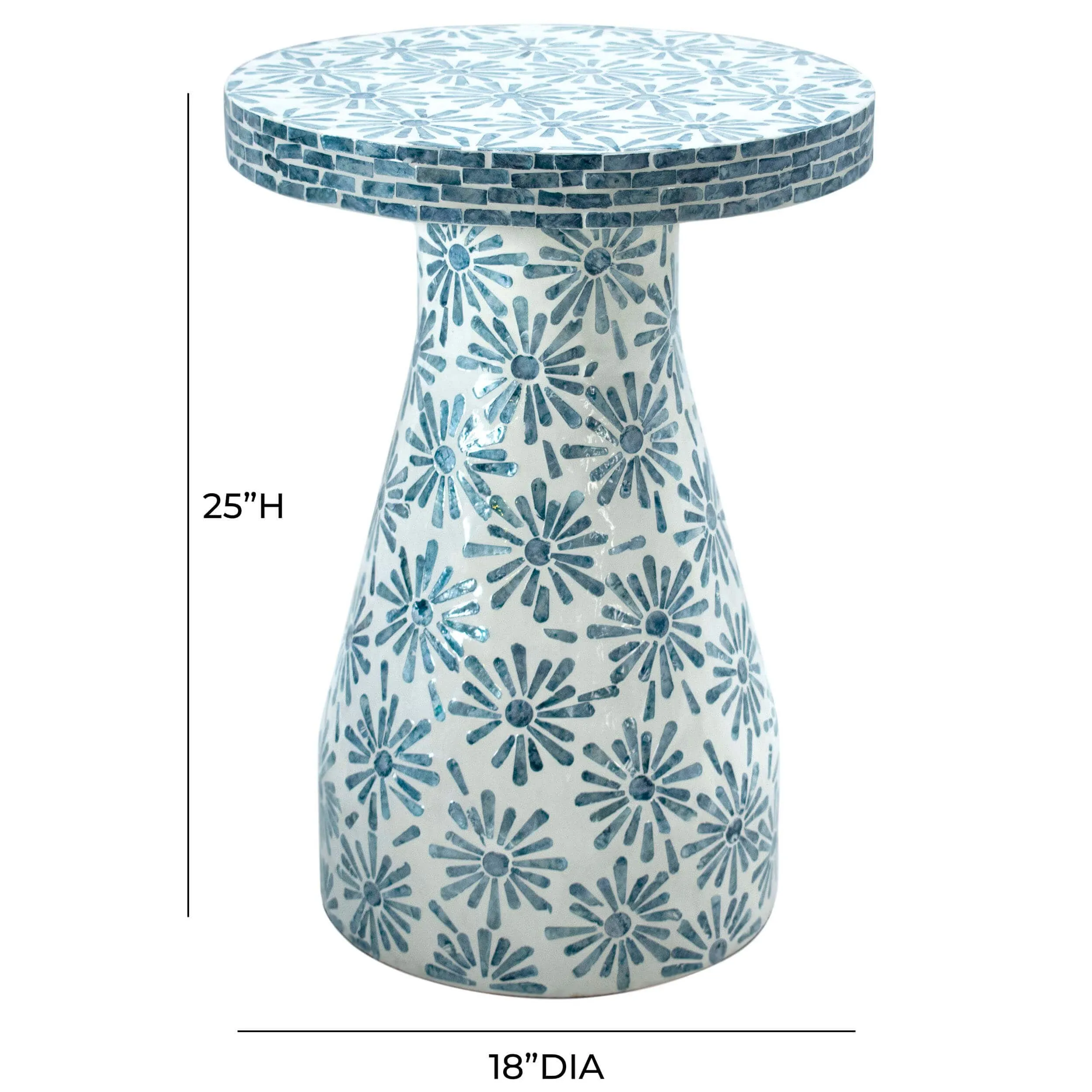 Halio Side Table, Blue Floral