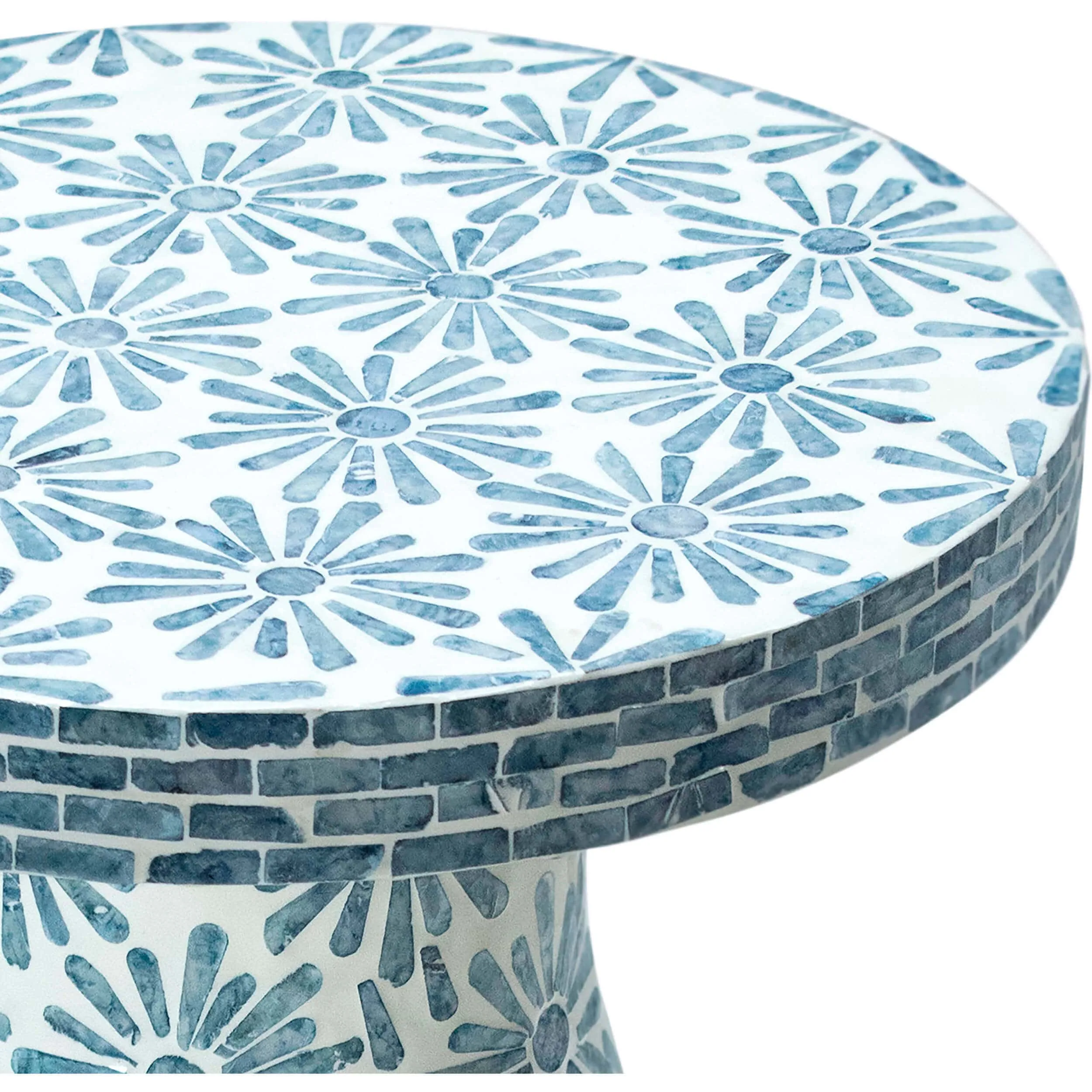 Halio Side Table, Blue Floral