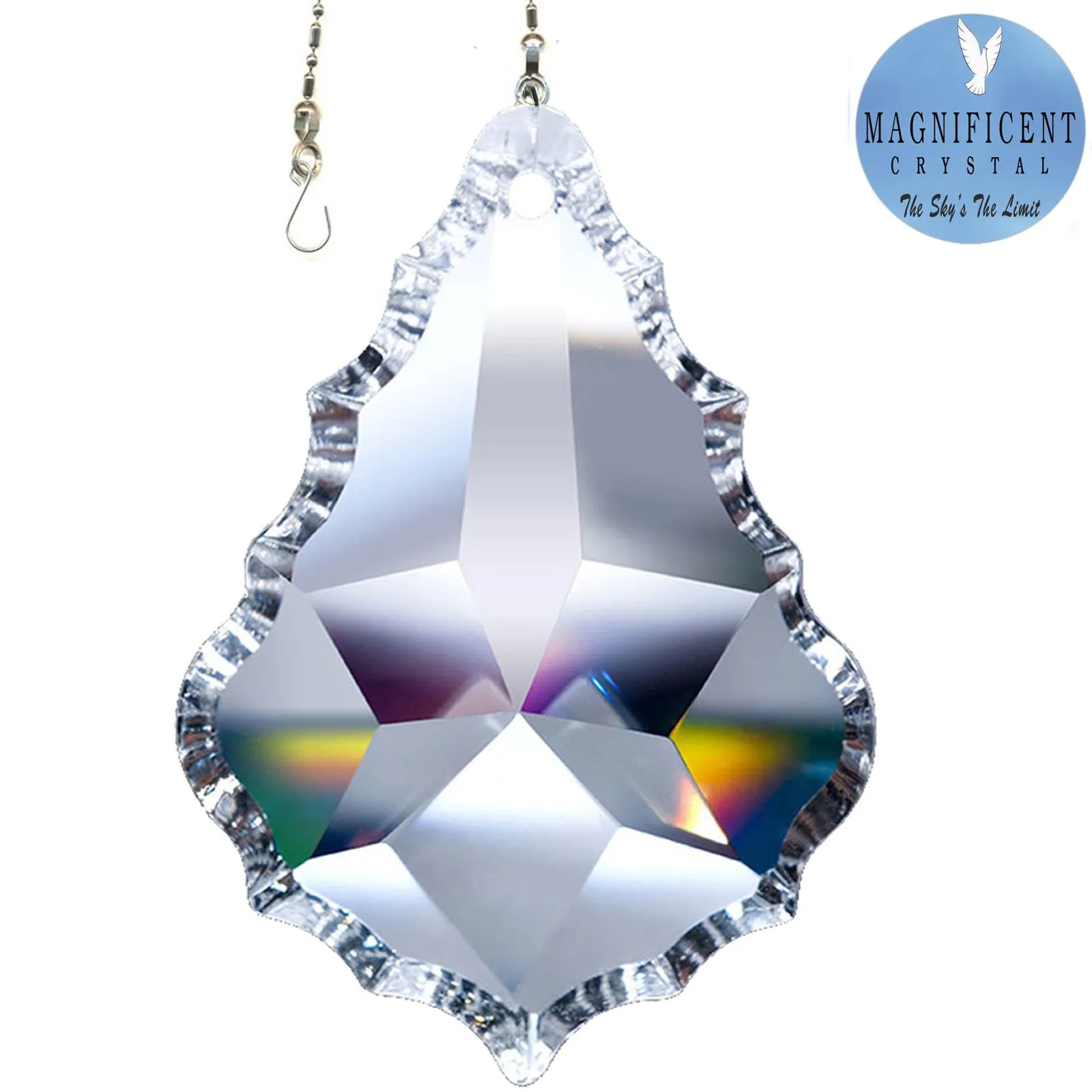 Hanging Crystal Suncatcher 5-in Magnificent Crystal Clear Pendeloque Prism