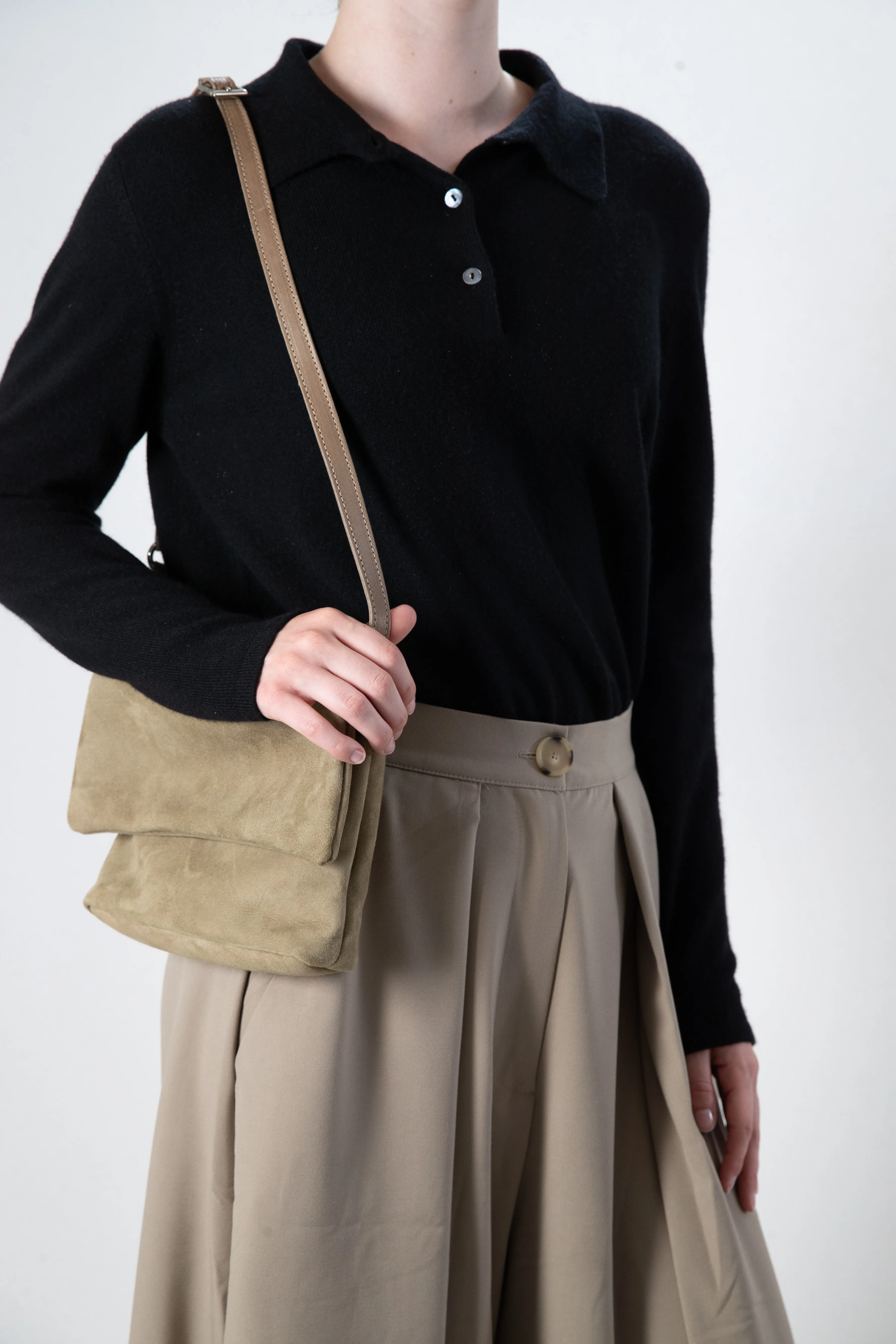 Harpers Emporium Italian Leather Double Zip Bag Sage Leather