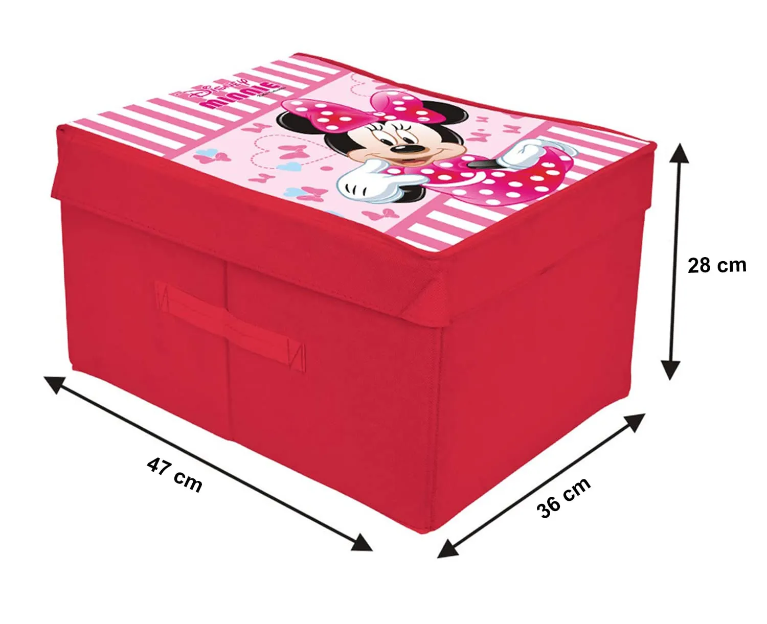 Heart Home Disney Minnie Printed Flodable Storage Box/Organizer For Toys, Cloths And Books With Lid Handle- Pack of 2 (Pink)-HS43HEARTH26593