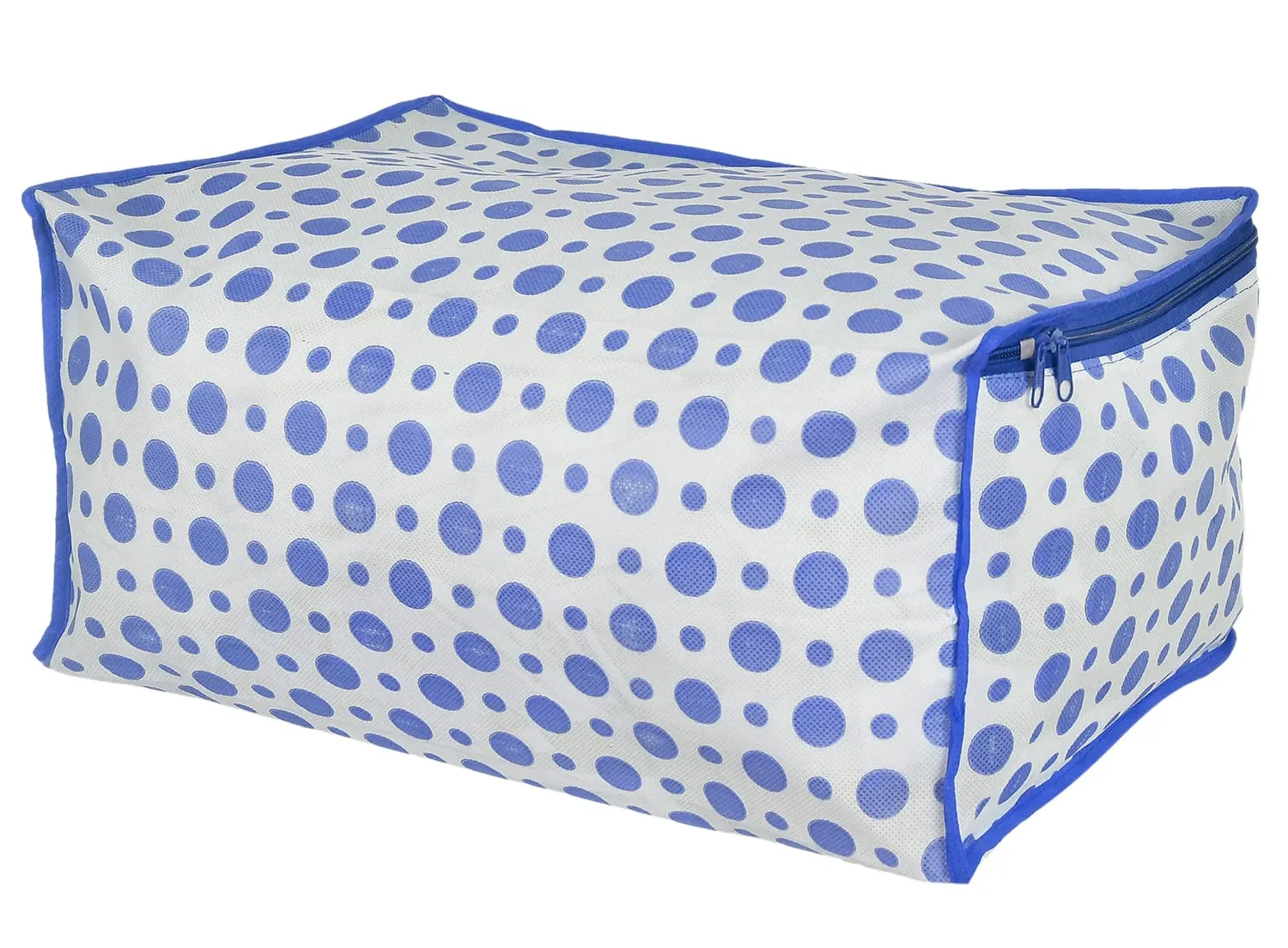Heart Home Dot Printed Foldable, Lightweight Non-Woven Saree Cover/Organizer With Tranasparent Window- Pack of 2 (Blue)-46HH0491