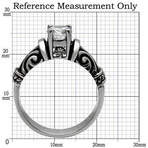 High polished (no plating) Stainless Steel Ring with AAA Grade CZ in Clear for Women Style TK082
