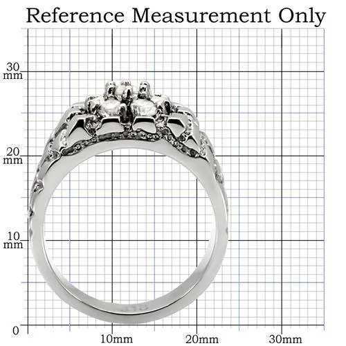 High polished (no plating) Stainless Steel Ring with AAA Grade CZ in Clear for Women Style TK121