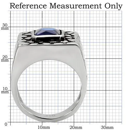 High polished (no plating) Stainless Steel Ring with Synthetic Synthetic Glass in Montana for Women Style TK128