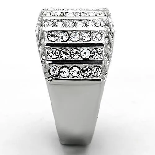 High polished (no plating) Stainless Steel Ring with Top Grade Crystal in Clear for Women Style TK1447