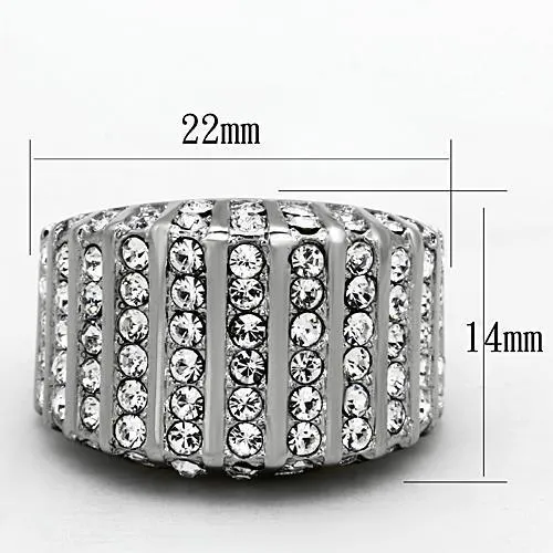 High polished (no plating) Stainless Steel Ring with Top Grade Crystal in Clear for Women Style TK1447