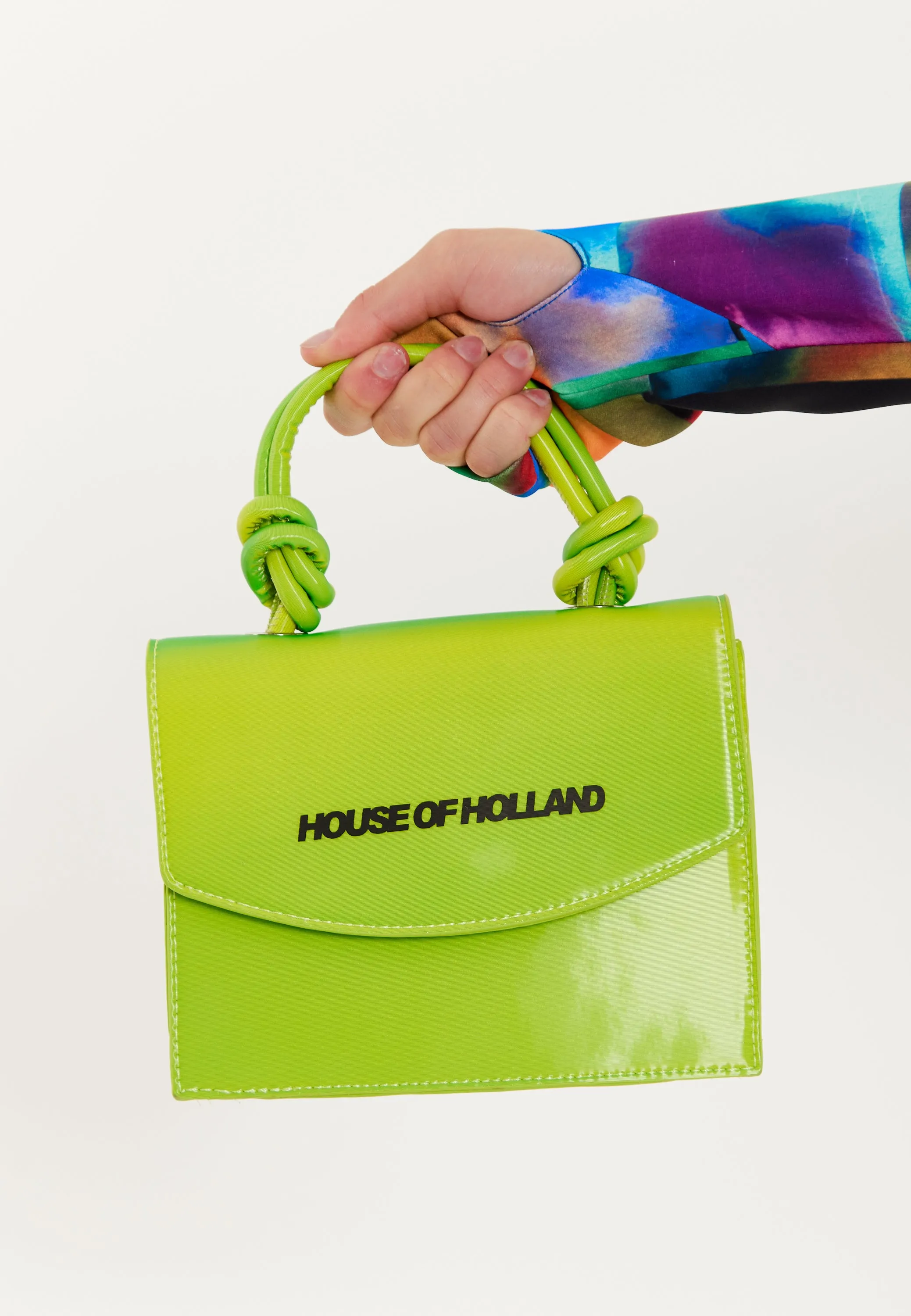 House Of Holland Crossbody Bag In Fluorescent Green With Top Handle