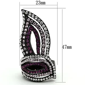 IP Black(Ion Plating) Stainless Steel Ring with Top Grade Crystal in Multi Color for Women Style TK1293