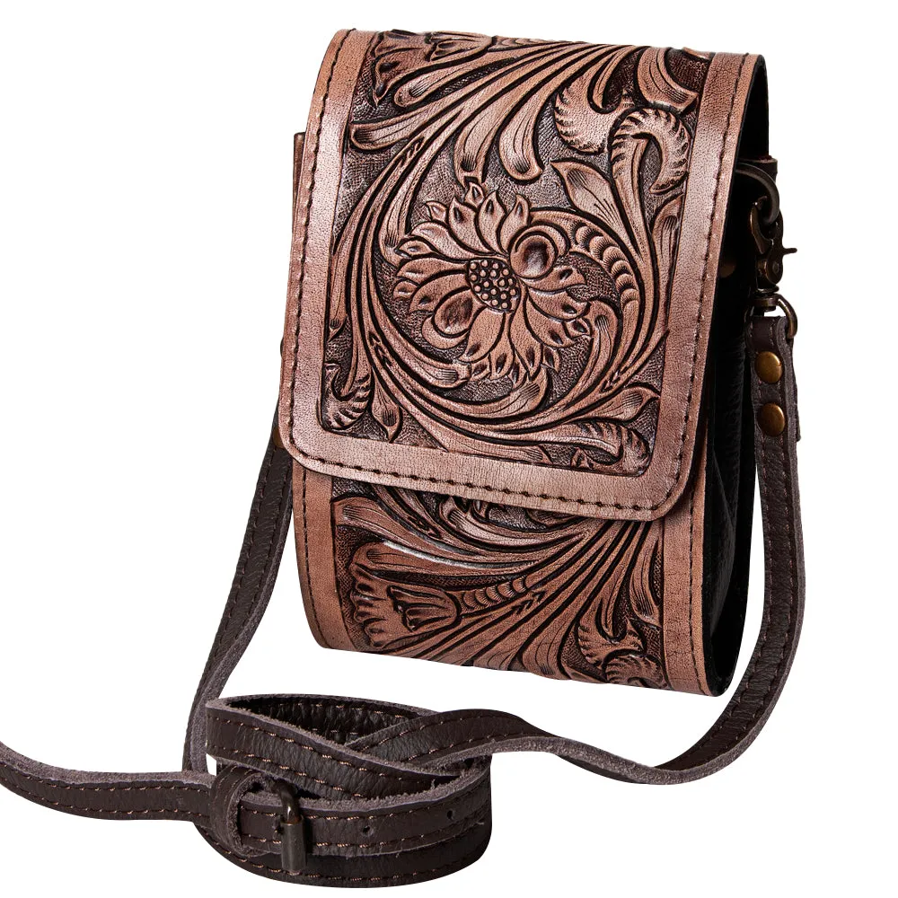 KBG173 - KBG173 -CELL PHONE CASE Harness Skirting Leather with Hand Carving Ladies Bag H7XW5XD2 KBG1