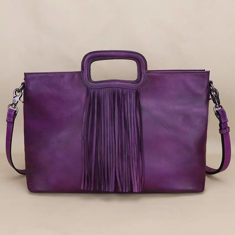 Ladies Western Cowhide Purses With Fringe Crossbody Tote For Women