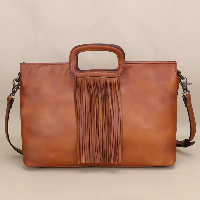 Ladies Western Cowhide Purses With Fringe Crossbody Tote For Women