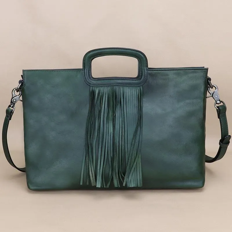 Ladies Western Cowhide Purses With Fringe Crossbody Tote For Women