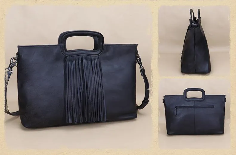 Ladies Western Cowhide Purses With Fringe Crossbody Tote For Women