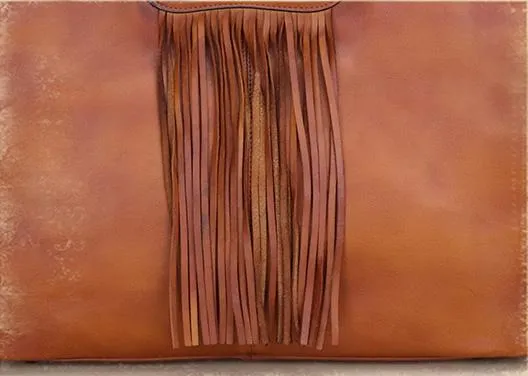 Ladies Western Cowhide Purses With Fringe Crossbody Tote For Women