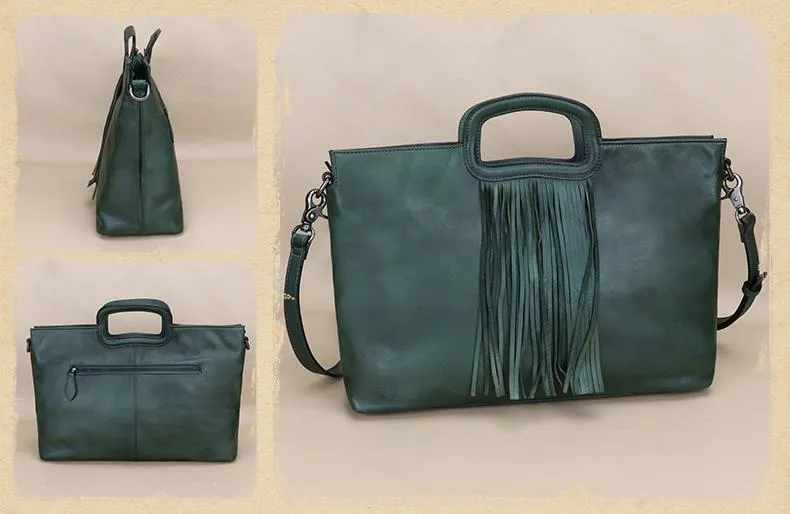 Ladies Western Cowhide Purses With Fringe Crossbody Tote For Women