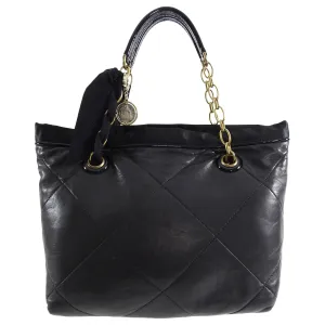 Lanvin Amalia Cabas Black Leather Chain Strap Medium Tote Bag