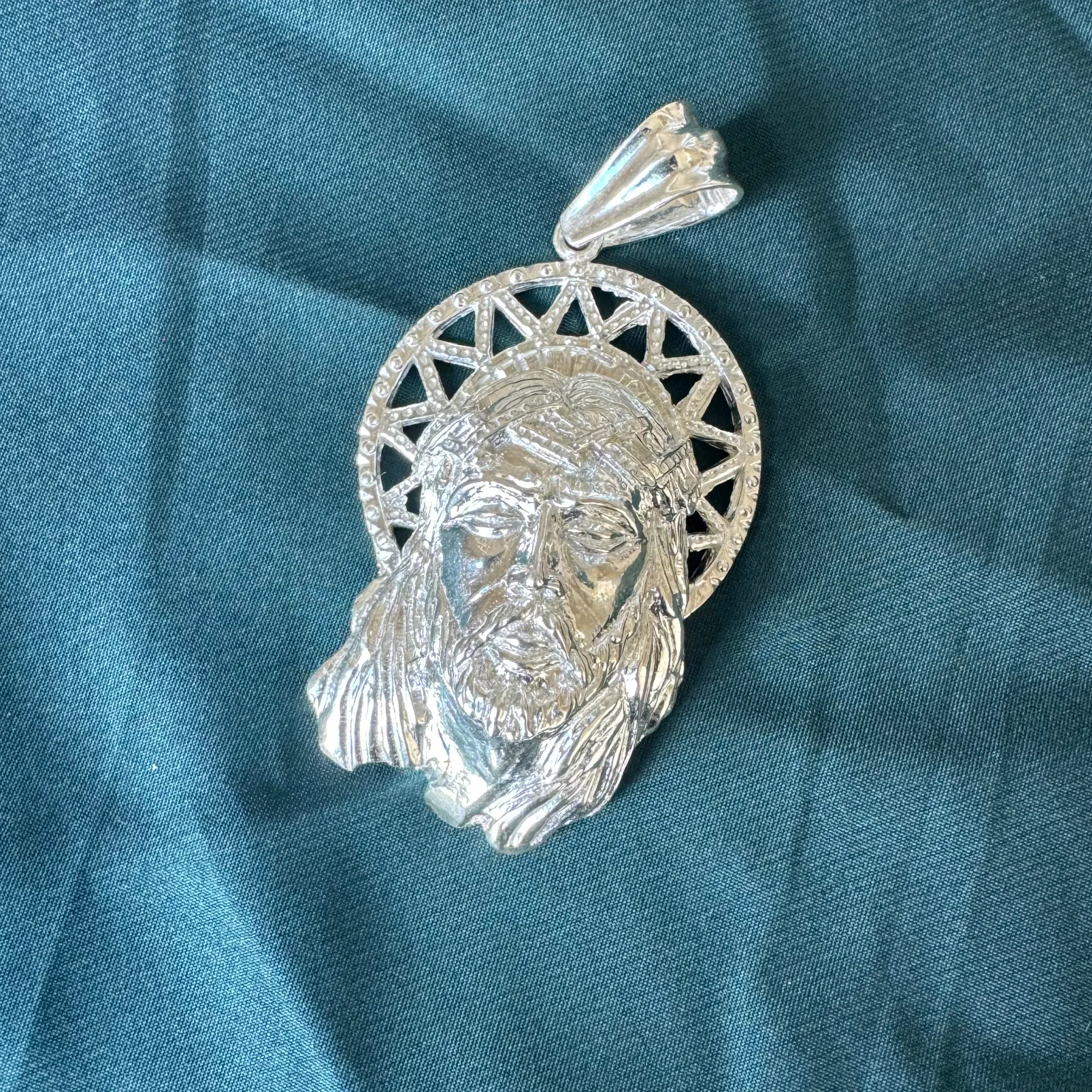 Large Jesus Head .925 Sterling Silver pendant