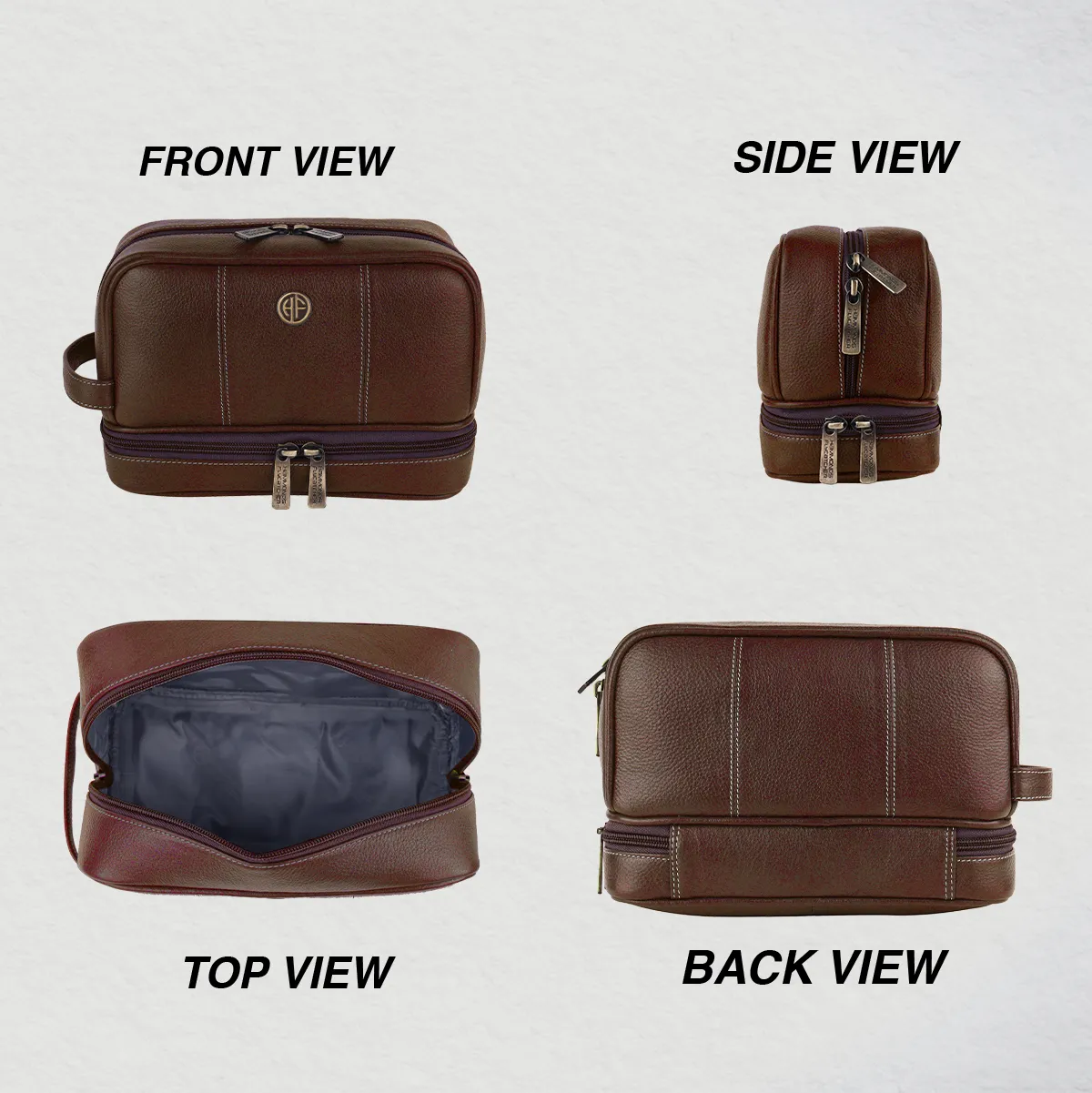 Leather Toiletry Bag for Men and Women - Travel Organizer Kit - Grooming Kit Organizer - Multiple Compartments