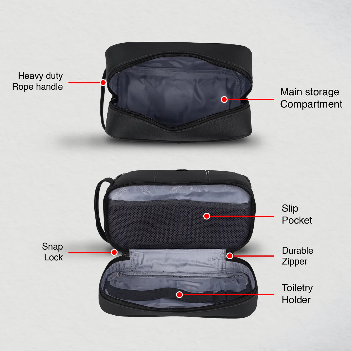 Leather Toiletry Bag for Men and Women - Travel Organizer Kit - Grooming Kit Organizer - Multiple Compartments