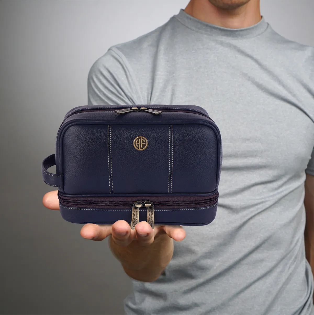 Leather Toiletry Bag for Men and Women - Travel Organizer Kit - Grooming Kit Organizer - Multiple Compartments