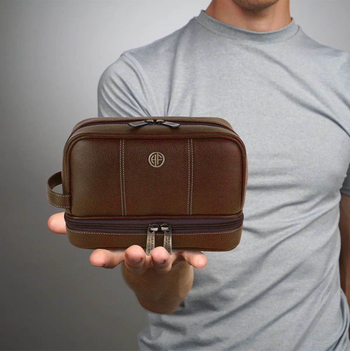 Leather Toiletry Bag for Men and Women - Travel Organizer Kit - Grooming Kit Organizer - Multiple Compartments