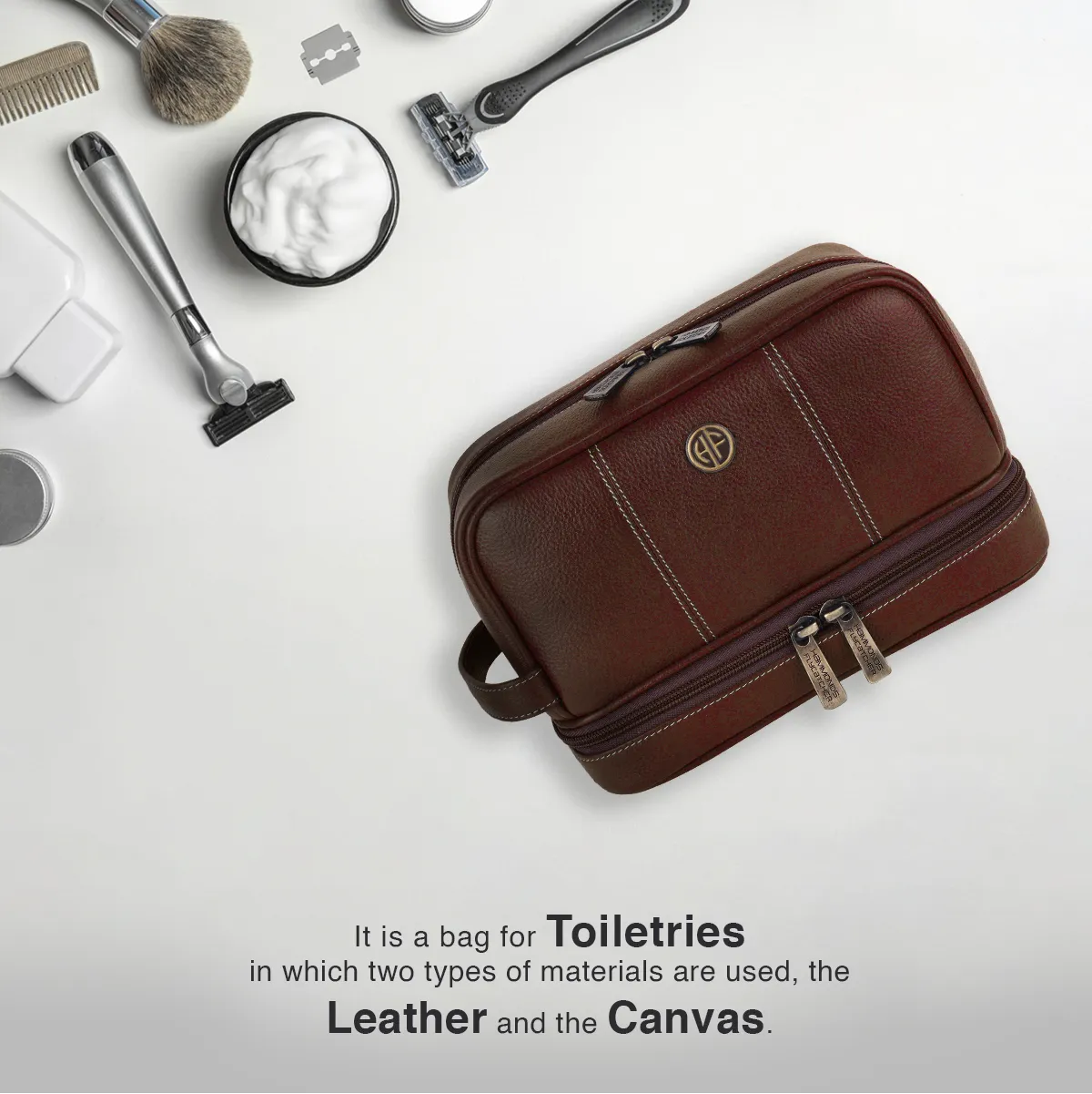 Leather Toiletry Bag for Men and Women - Travel Organizer Kit - Grooming Kit Organizer - Multiple Compartments