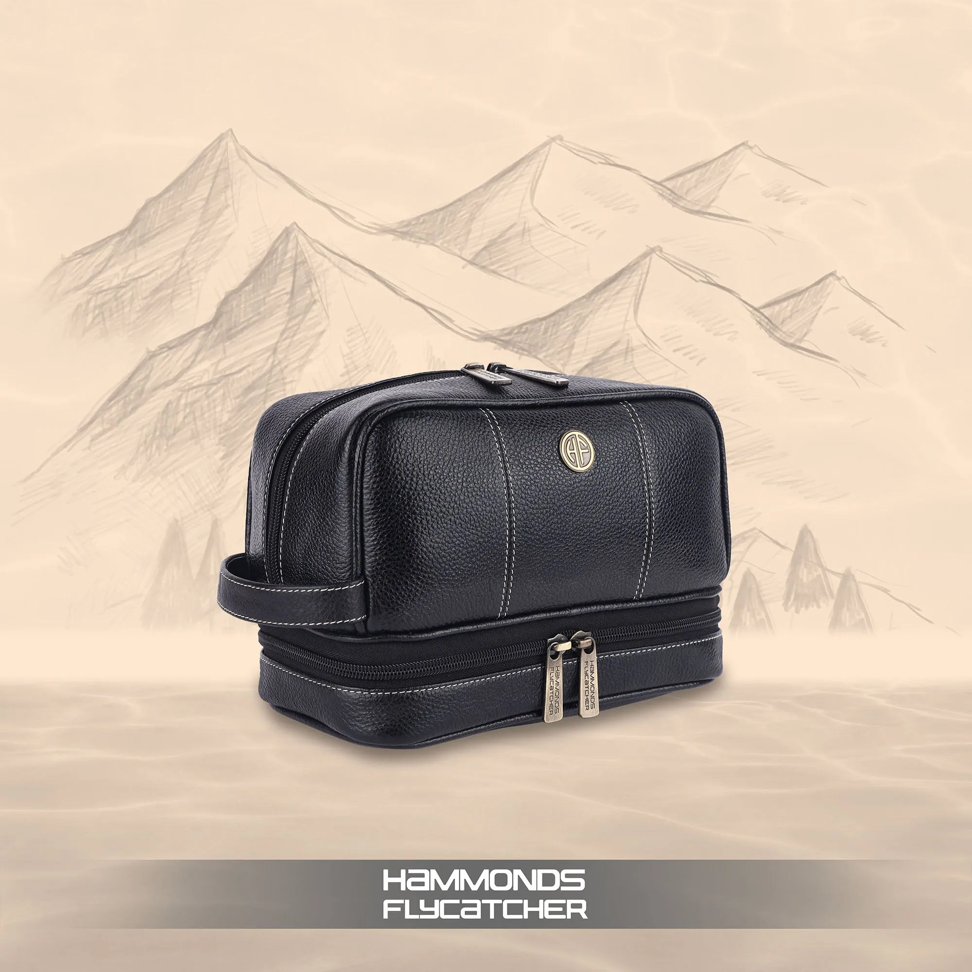Leather Toiletry Bag for Men and Women - Travel Organizer Kit - Grooming Kit Organizer - Multiple Compartments