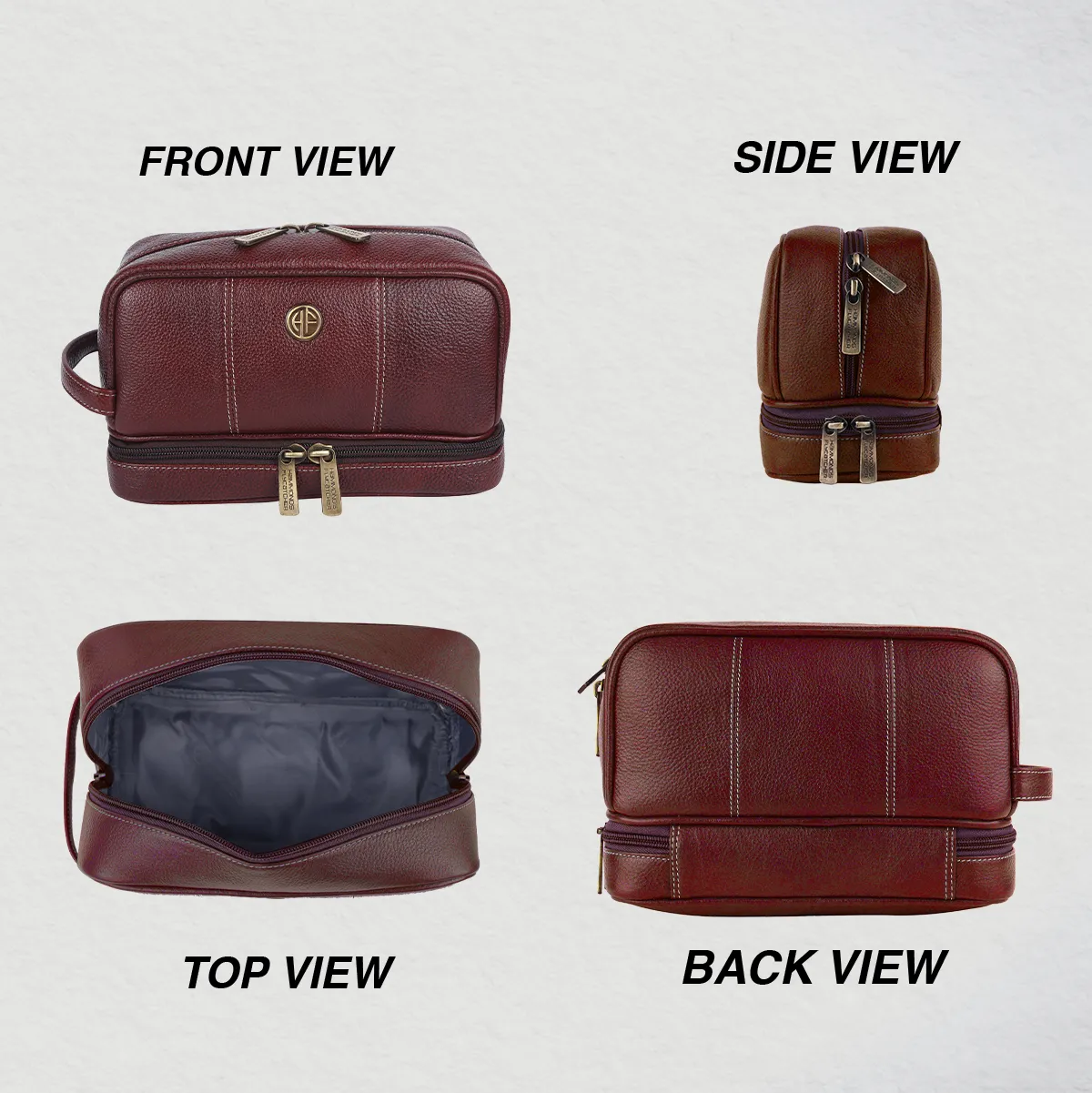 Leather Toiletry Bag for Men and Women - Travel Organizer Kit - Grooming Kit Organizer - Multiple Compartments