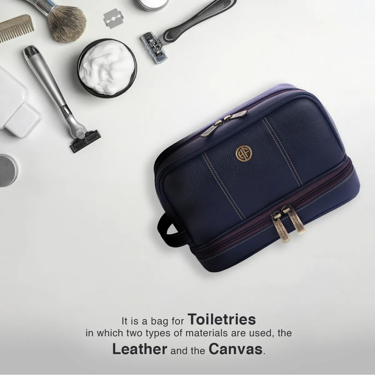 Leather Toiletry Bag for Men and Women - Travel Organizer Kit - Grooming Kit Organizer - Multiple Compartments