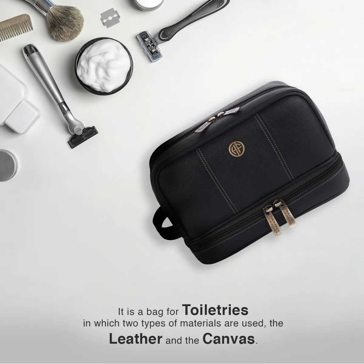 Leather Toiletry Bag for Men and Women - Travel Organizer Kit - Grooming Kit Organizer - Multiple Compartments