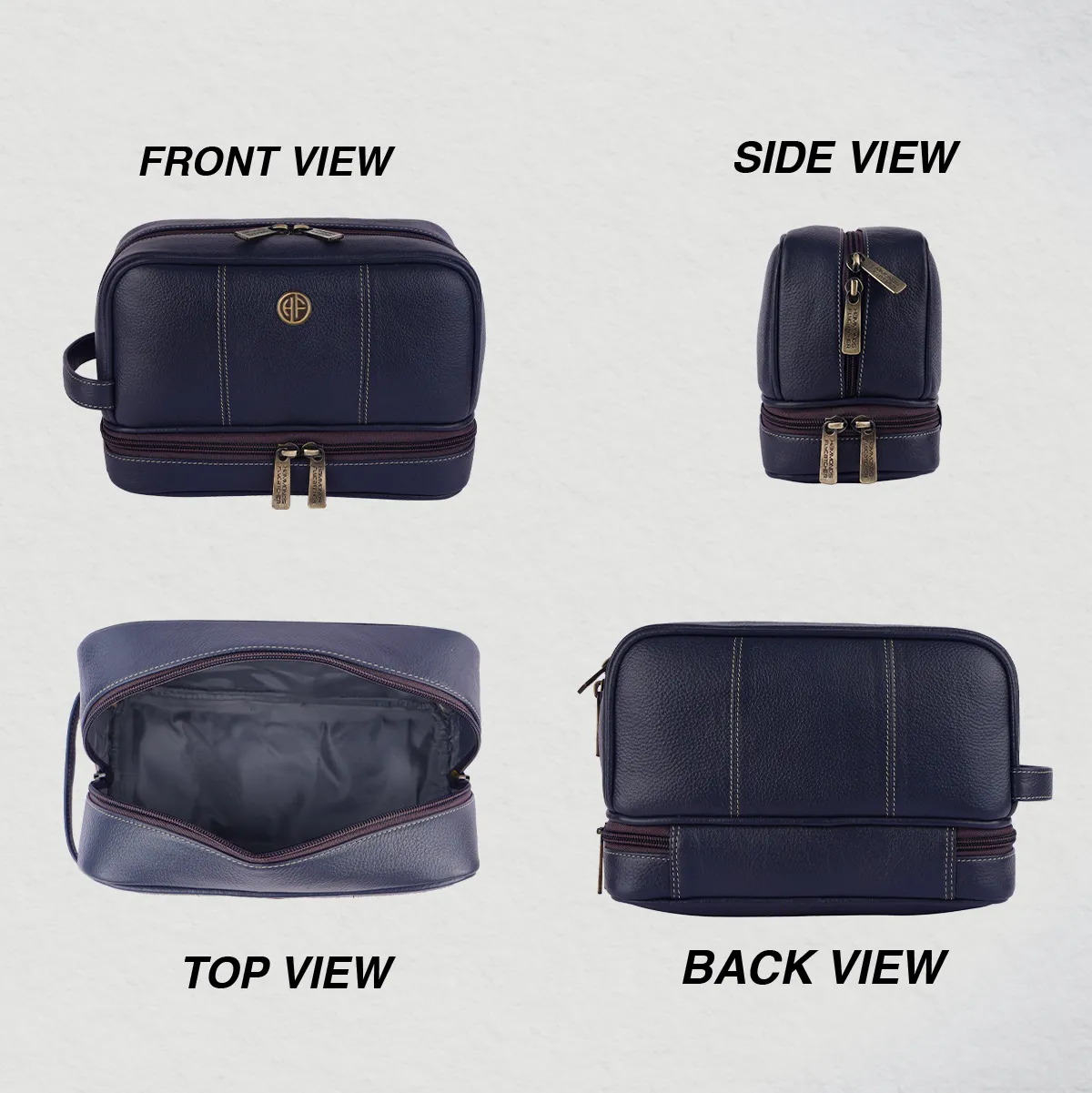 Leather Toiletry Bag for Men and Women - Travel Organizer Kit - Grooming Kit Organizer - Multiple Compartments