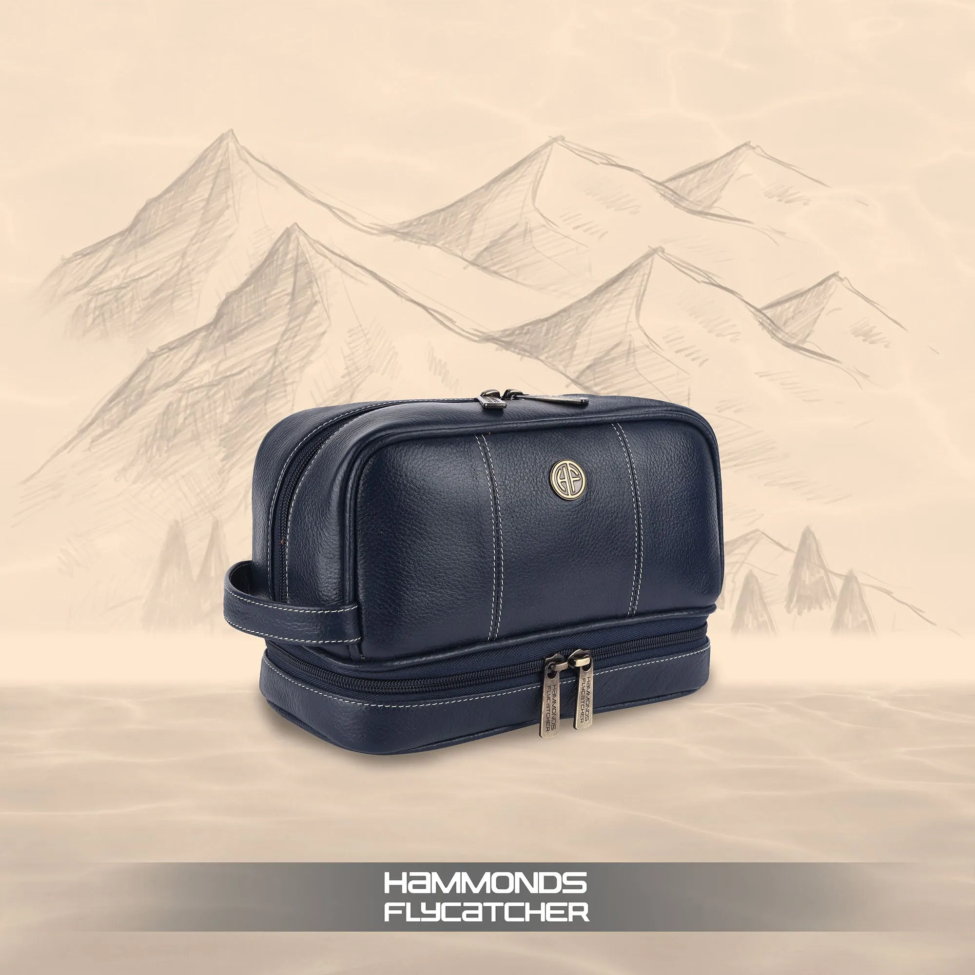 Leather Toiletry Bag for Men and Women - Travel Organizer Kit - Grooming Kit Organizer - Multiple Compartments