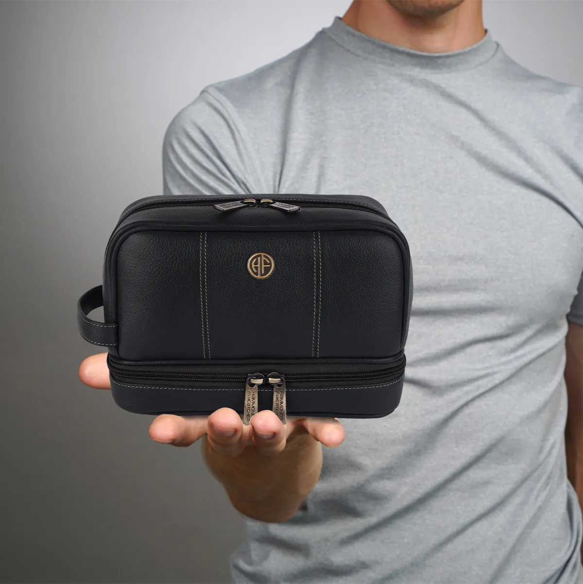 Leather Toiletry Bag for Men and Women - Travel Organizer Kit - Grooming Kit Organizer - Multiple Compartments