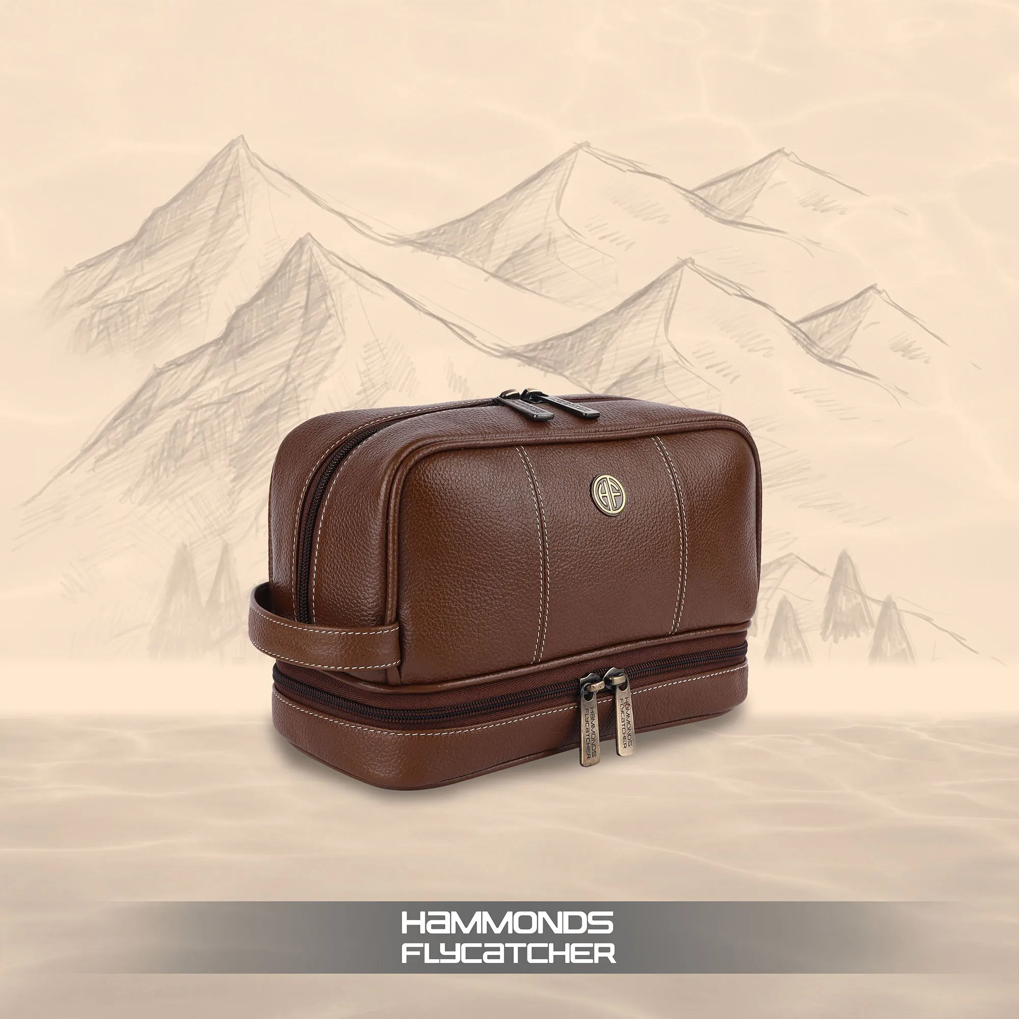 Leather Toiletry Bag for Men and Women - Travel Organizer Kit - Grooming Kit Organizer - Multiple Compartments