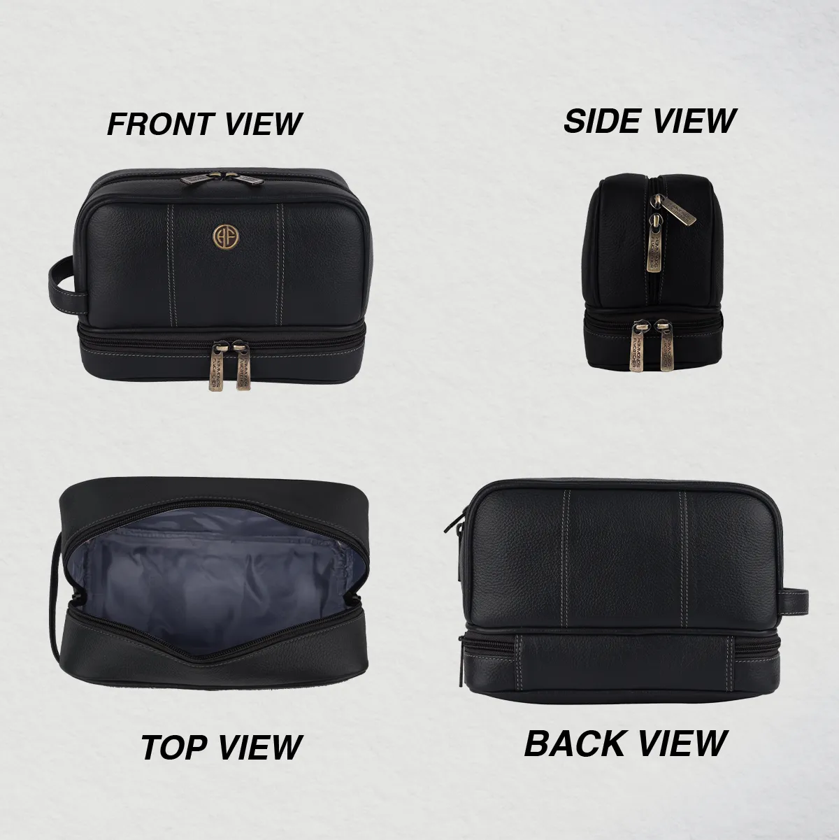 Leather Toiletry Bag for Men and Women - Travel Organizer Kit - Grooming Kit Organizer - Multiple Compartments