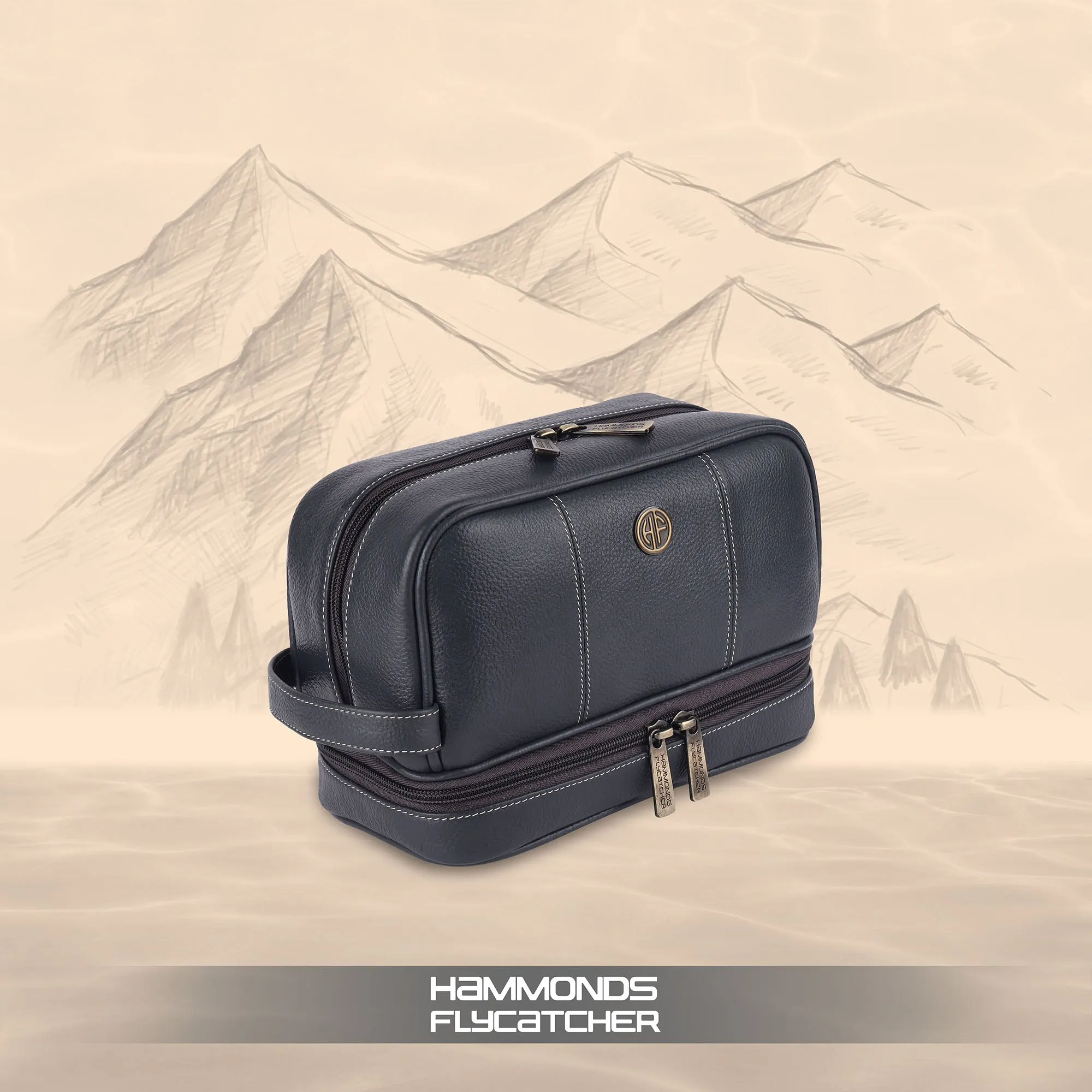 Leather Toiletry Bag for Men and Women - Travel Organizer Kit - Grooming Kit Organizer - Multiple Compartments