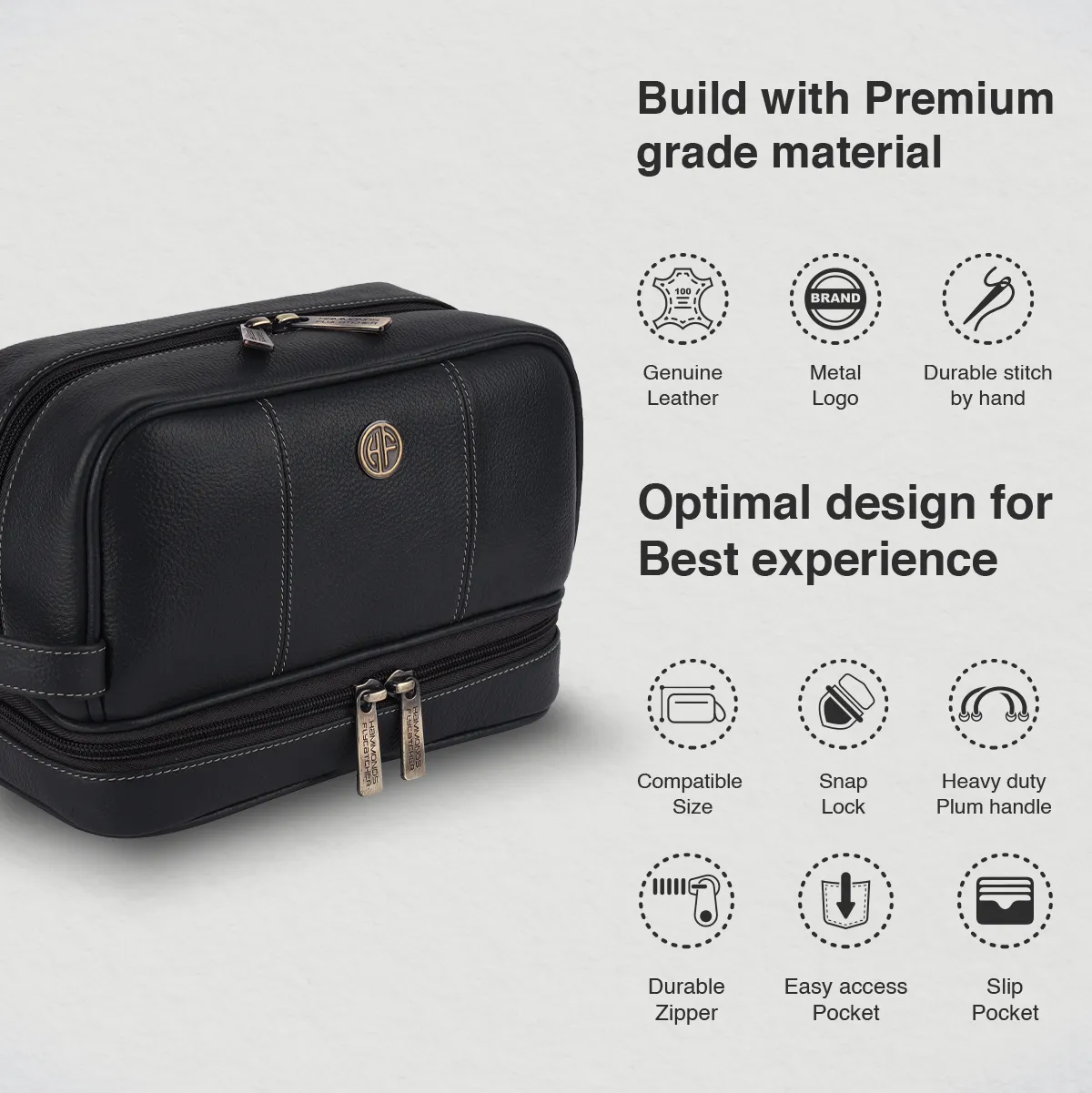 Leather Toiletry Bag for Men and Women - Travel Organizer Kit - Grooming Kit Organizer - Multiple Compartments